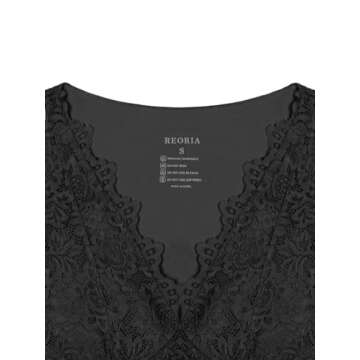 REORIA Womens Summer Tops Sexy V-Neck Sleeveless Double Lined Fashion Going Out Y2K Tank Tops Trendy Lace Slimming Crop Tops for Teen Girls Black Medium