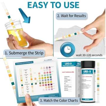 URS 9-in-1 Urine Test Strips 9 Parameters Testing UTI, Protein/Leukocytes/Nitrite/pH, 100 CT