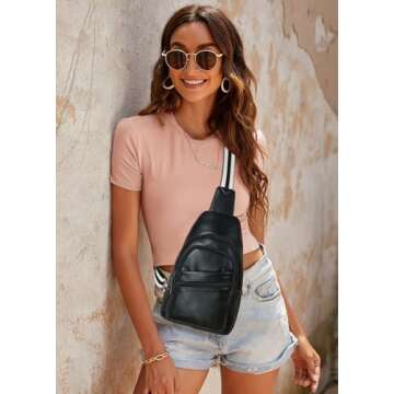 Mroede Sling Bag Crossbody Bags for Women Cross Body Bag Fanny Packs Chest Bags Sling Purses for Tra...