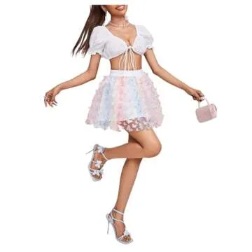 Elegant Mesh Sheer A Line Skirt for Women - OYOANGLE