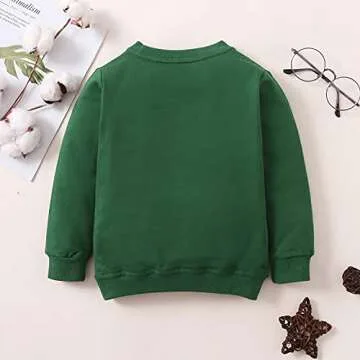 Bumeex Toddler Boy Sweatshirt Clothes,Crewneck Long Sleeve Shirt Top Outfit Green Size 6