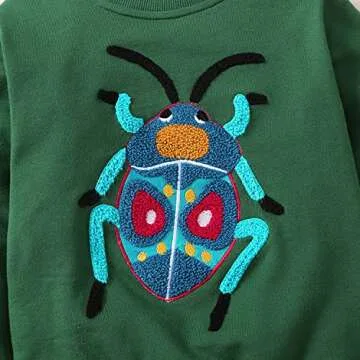 Bumeex Toddler Boy Sweatshirt Clothes,Crewneck Long Sleeve Shirt Top Outfit Green Size 6