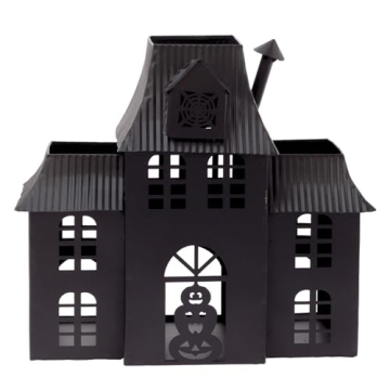 Boston International Halloween Village Black Metal Houses Tabletop Decorations for Home, 10.25" x 9....