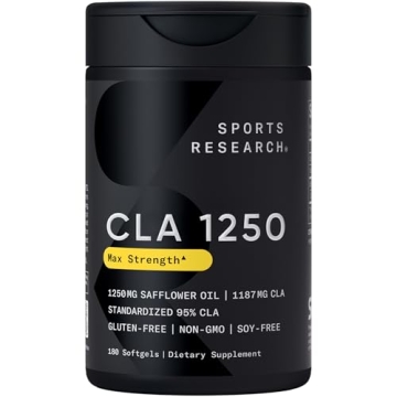 Sports Research CLA - 1250mg for Lean Muscle Support | Non-GMO Softgels