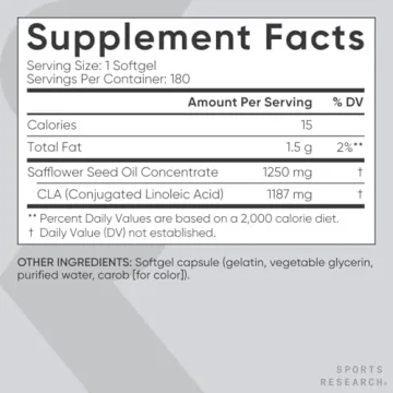 Sports Research CLA 1250mg for Fitness Goals & Muscle Support