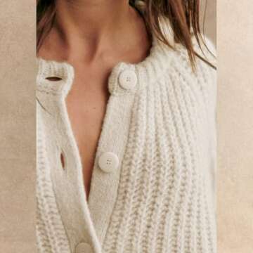 Hixiaohe Cardigan Sweater for Women Long Sleeve Button Y2K Chunky Knit Sweater Fall Casual Open Front Outwear Knitwear Coat(Milky-White,S)