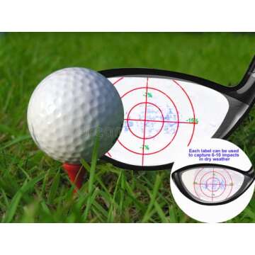 TINGYI Golf Club Driver Impact Tape Labels Ball Hitting Recorder 120 Pcs Golf Impact Stickers for Swing Training Irons, Woods and Putter, Club Face Stickers Training Aids for Golf Swing Practice