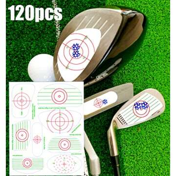 TINGYI Golf Club Driver Impact Tape Labels Ball Hitting Recorder 120 Pcs Golf Impact Stickers for Swing Training Irons, Woods and Putter, Club Face Stickers Training Aids for Golf Swing Practice