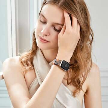 IMIVIO Stretchy Resin Watch Band Compatible with Apple Watch Bracelet Bands 38mm 40mm 41mm, Light Wa...