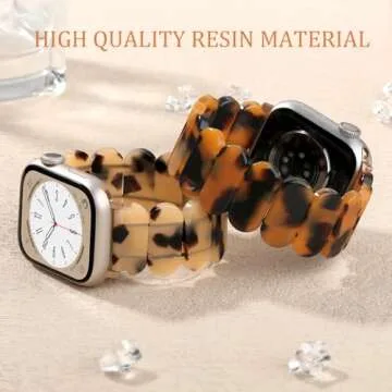 IMIVIO Stretchy Resin Watch Band Compatible with Apple Watch Bracelet Bands 38mm 40mm 41mm, Light Waterproof Strap for iWatch Bands Series 10 9 8 7 6 5 4 3 2 1 SE, Brown Tortoise, S/M