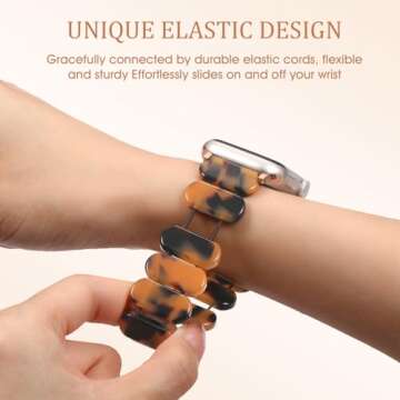 IMIVIO Stretchy Resin Watch Band Compatible with Apple Watch Bracelet Bands 38mm 40mm 41mm, Light Waterproof Strap for iWatch Bands Series 10 9 8 7 6 5 4 3 2 1 SE, Brown Tortoise, S/M