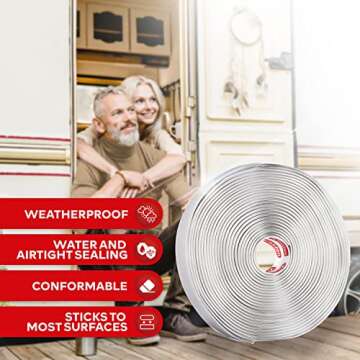 XFasten Butyl Sealing Tape, Gray, 1/8-In x 3/4-In x 30-Foot Plumbers Putty Tape, RV Sealant Tape, Bu...