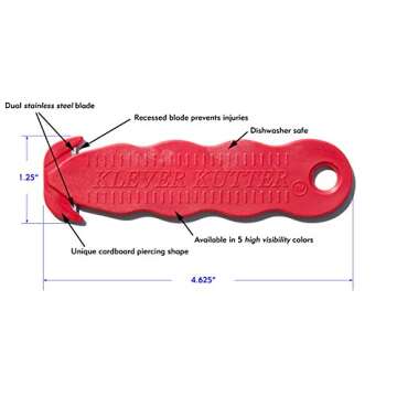 Klever Innovations Cutter Stainless Steel Package Opener, Safety Utility Cutter Assorted Colors 5 pcs, KLEVER - 5/PACK MIX