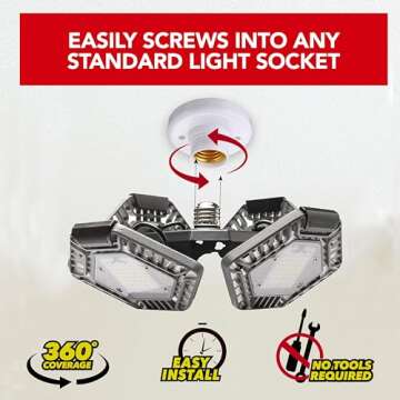 Bell+Howell QUADBURST LED Shop Light 80W 5500 Lumen Heavy-Duty Aluminum - Ultra-Bright Garage Ceilin...