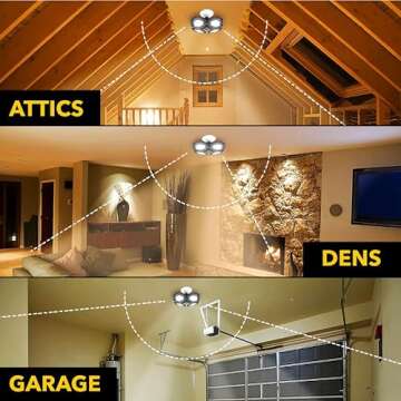 Bell+Howell QUADBURST LED Shop Light 80W 5500 Lumen Heavy-Duty Aluminum - Ultra-Bright Garage Ceiling Light with Deformable Panels, 192 Ultra High-Intensity for Garage, Bedrooms, Living Rooms