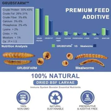 GRUBSFARM Premium Chicken Treats 10LB - Superior to Dried Mealworms - Non-GMO & 85X More Calcium Than Meal Worms - Molting & Laying Supplement - BSF Larvae Treats for Layer Hens, Ducks Wild Birds