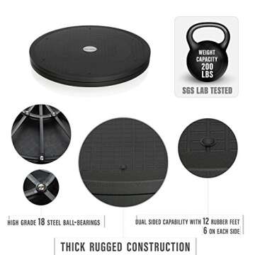 Aleratec Dual Sided TV Swivel Base Stand, 360˚ Rotation Lazy Susan Turn Table for Televisions, Monitors, Mid-Century Modern TV Stand, Swivel Television Mount Featuring Heavy Duty 200lb Capacity - 12"