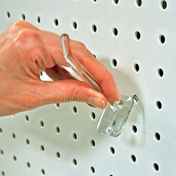 Azar Displays 800002-C Pack of 50 Clear Pegboard Hooks (Also Available in Black & White) - 2” Pegb...
