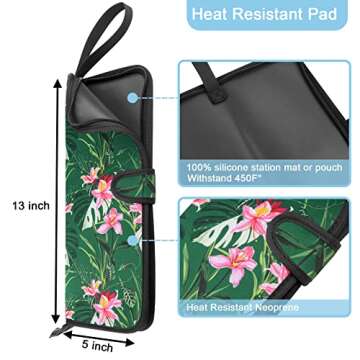 2-in-1 Heat Resistant Flat Iron Holder and Straightener Pouch - Portable Neoprene Cover with Silicon...