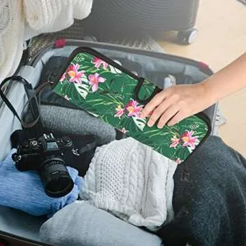 2-in-1 Heat Resistant Flat Iron Holder and Straightener Pouch - Portable Neoprene Cover with Silicone Mat for Hair Styling Tools, 13 x 5 Inches