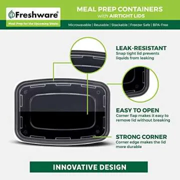 Freshware Meal Prep Containers [50 Pack] 1 Compartment with Lids, Food Storage Containers, Bento Box, BPA Free, Stackable, Microwave/Dishwasher/Freezer Safe (28 oz)