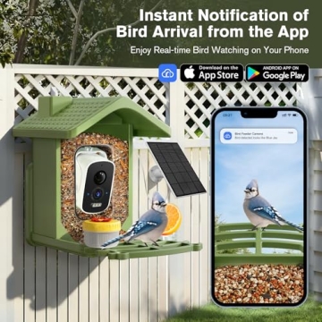 Smart Bird Feeder with Camera, 2.5K HD, AI Recognition, Solar Powered