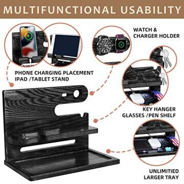 Gifts for Men, Valentines Day Gifts for Him Dad Husband from Daughter Son, Wood Phone Docking Statio...