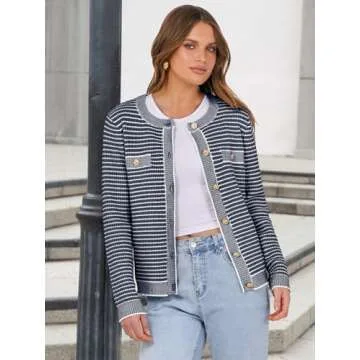 Stylish ANRABESS Women's Striped Cardigan for Fall