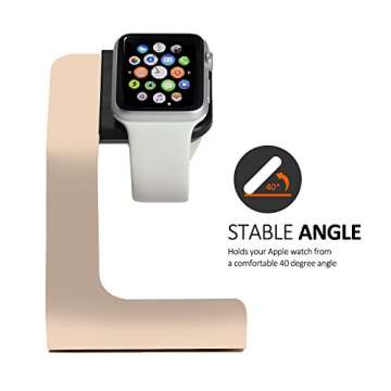 Tranesca Charger Stand Holder Dock Compatible with Apple Watch Series Ultra2/Ultra/10/9/8/7/6/5/4/3/2/1 and SE (38mm/40mm/41mm/42mm/44mm/45mm/46mm/49mm) - Gold