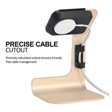 Tranesca Charger Stand Holder Dock Compatible with Apple Watch Series Ultra2/Ultra/10/9/8/7/6/5/4/3/2/1 and SE (38mm/40mm/41mm/42mm/44mm/45mm/46mm/49mm) - Gold