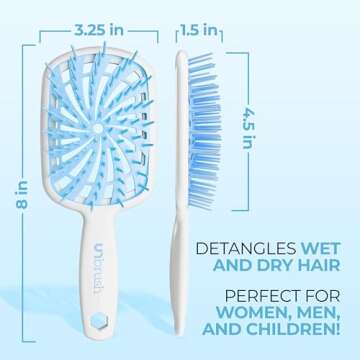 FHI Heat UNbrush Plus — Curly Hair Brush for Gentle & Effective Detangling on Wet or Dry Fragile Hair Types — Detangler Brush w/ 84 UltraFlex Bristles, Ultra-light, Vented, Anti Static Hairbrush