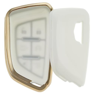 Durable TPU Key Fob Cover for Cadillac Escalade - Black/White