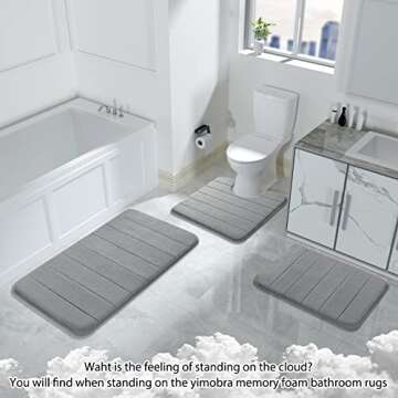 Yimobra 3-Piece Bathroom Rug Set - Memory Foam Comfort
