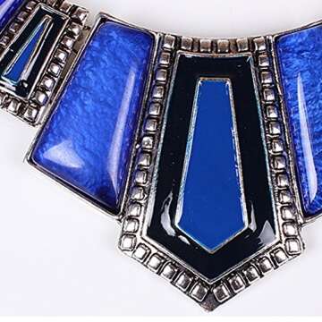 YAZILIND Vintage Ethnic Blue Irregular Bib Collar Earrings Necklace Jewelry Set