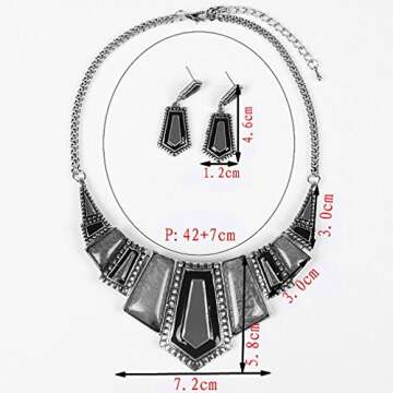 YAZILIND Vintage Ethnic Blue Irregular Bib Collar Earrings Necklace Jewelry Set