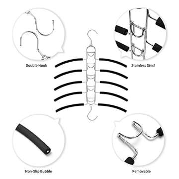 Space Saving Anti-Slip Metal Clothes Hangers - 5 in 1