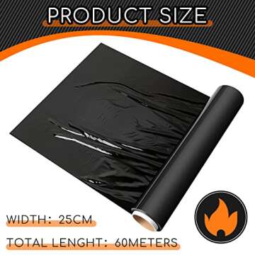 6 Rolls 60 Meters Black Osmotic Plastic Body Wrap, Workout and Sweat Enhancer Stomach Reduces Cellulite Body Wrap Film Effect Applicator