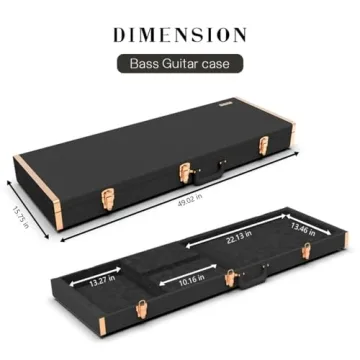 Hard-Shell Bass Guitar Case: Lockable Square Bass Case, 45-Inch Hard-Shell Protective Carrying Case for Bass Guitars (Bass case+multiple accessories, orange)