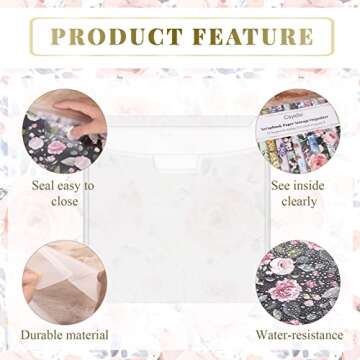 Csyidio 10 PCS 12 x 12 Inch Scrapbook Paper Storage Organizer with Label Stickers, Clear Paper Storage Bag for Holding Scrapbook Paper Pad, Vinyl Paper, Photos and Paper File Enclosed Storage