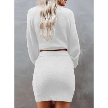Dokotoo Women's Puff Sleeve 2 Piece Knit Outfits - Trendy & Comfortable for All Occasions