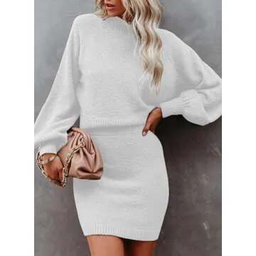 Stylish Dokotoo Puff Sleeve Two Piece Knit Outfit