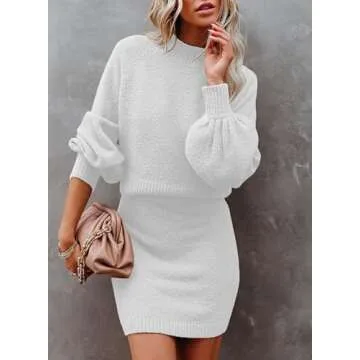 Stylish Dokotoo Puff Sleeve Two Piece Knit Outfit