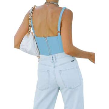 REORIA Women's Summer Sexy Square Neck Sleeveless Trendy Night Club Cropped Tank Top Cute Going Out ...