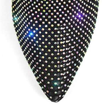 Yolkomo Women’s Rhinestone Fishnet High Heels Sandals