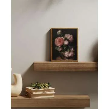 InSimSea Framed Canvas Prints Art Vintage Decor, Floral Pictures for Bedroom, 8x10"