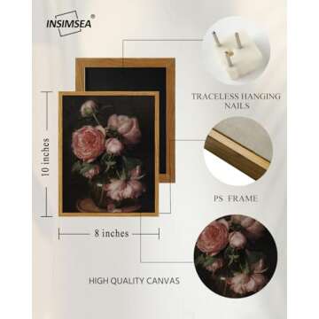 InSimSea Vintage Floral Canvas Prints Art for Home Decor