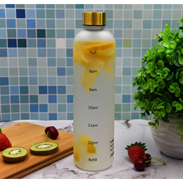 Healthywish 32oz Tracker Water Bottle with Gold Lid