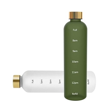Healthywish 32oz Tracker Water Bottle with Gold Lid
