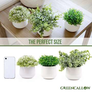 GreenCallow Artificial Plants for Home Decor Indoor. 4 Mini Plants, Rosemary Faux Plant Decor, Eucal...