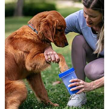 Dexas MudBuster Portable Dog Paw Washer/Paw Cleaner, Medium, Pro Blue